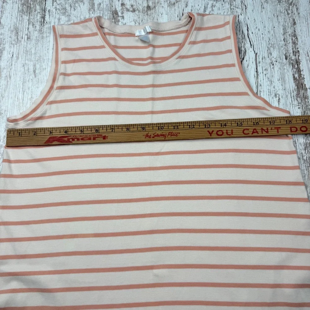 LAKE Pima Cotton Striped Sleeveless Shift Nightgown Peach Cream‎ Medium Natural